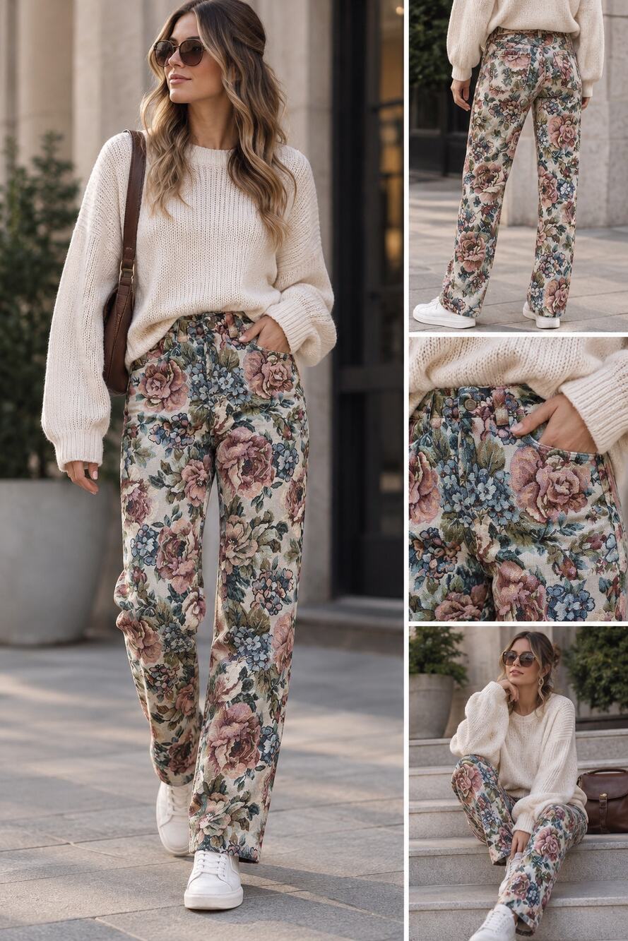 Jaded London Floral Tapestry Jeans W30 Boyfriend Fit Y2K Boho Statement Pants